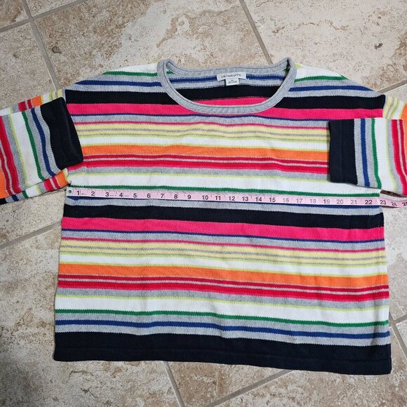 Liz Claiborne XL Multicolor Striped 100% Cotton Sweater Preppy Retro Classic - Picture 5 of 6